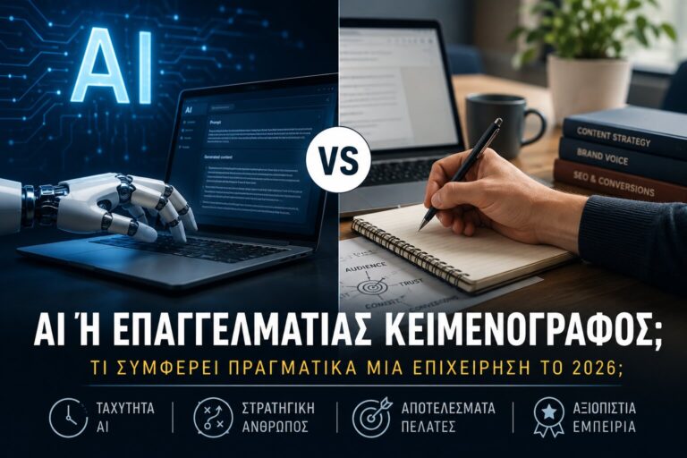 AI ή επαγγελματίας κειμενογράφος; Τι συμφέρει πραγματικά το 2026;